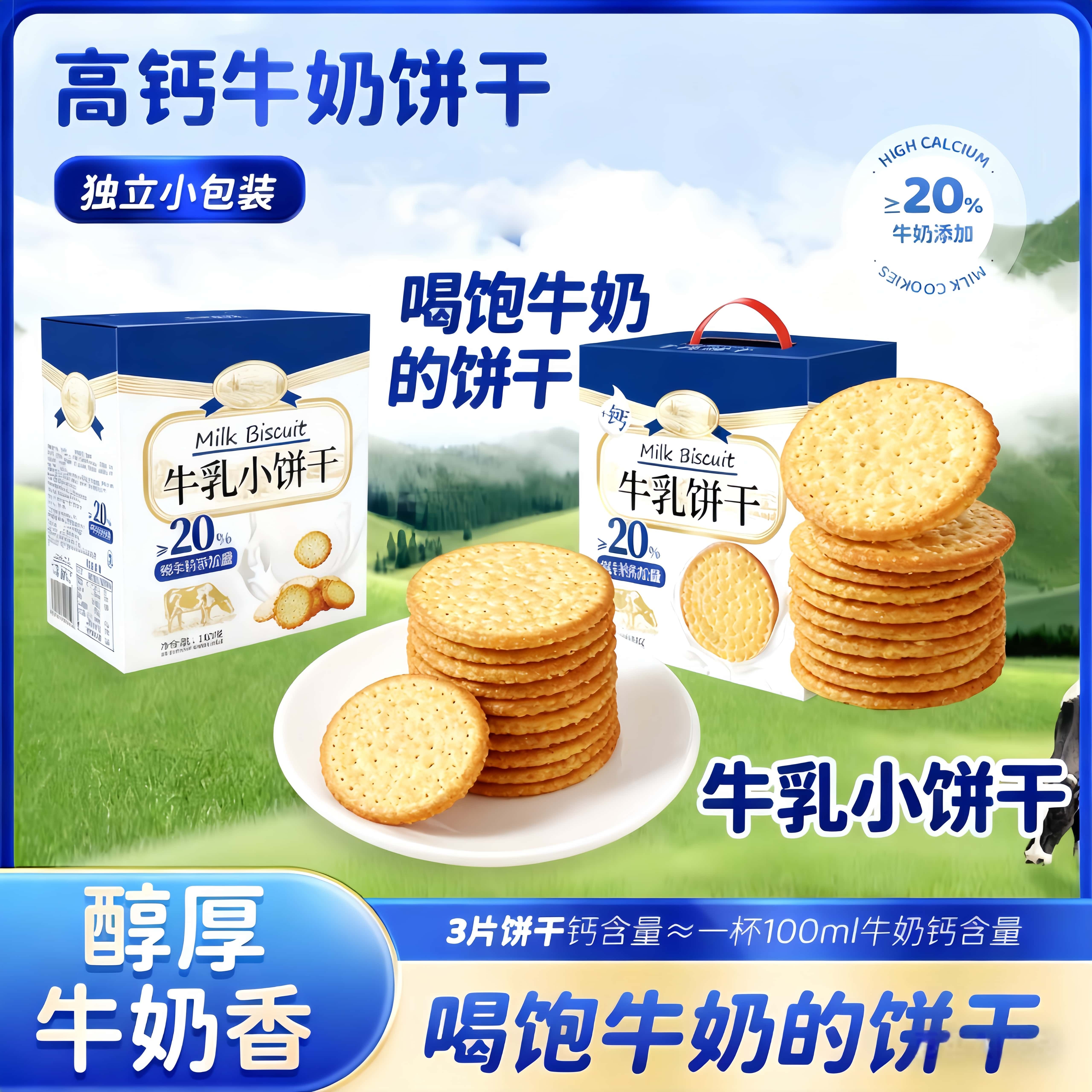 天猫甄选牛乳饼干官方旗舰店俄罗斯原装进口0添加剂礼盒独立包装