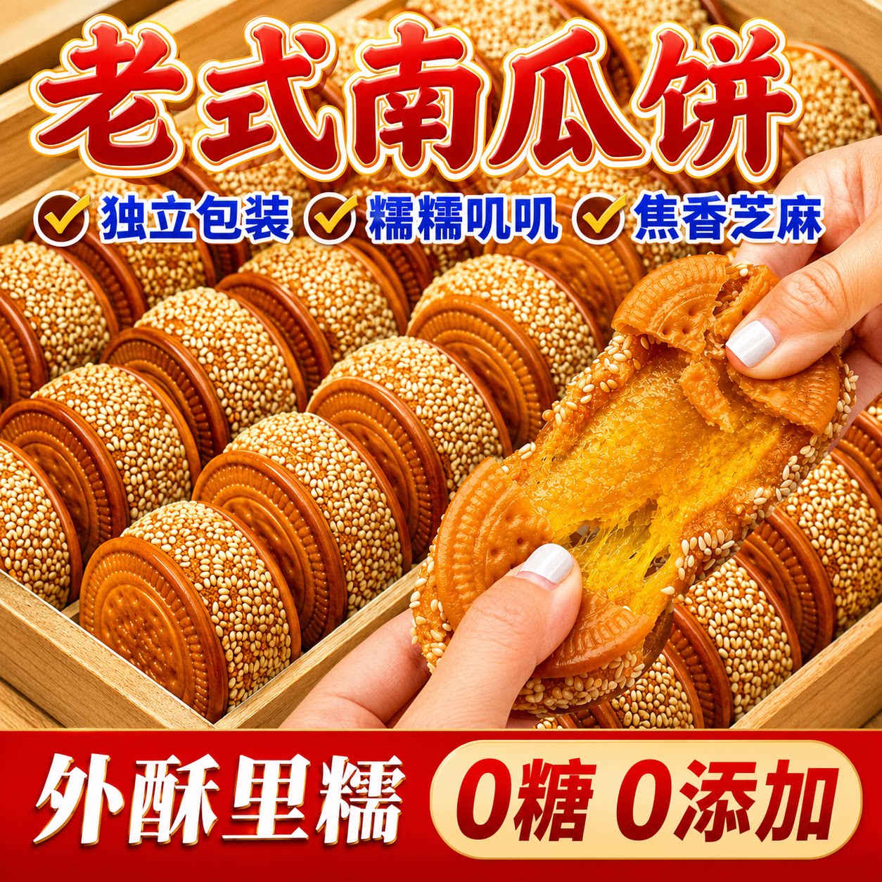 老式南瓜饼官方旗舰店油炸即食无添加糕点芝麻早餐零食休闲小吃