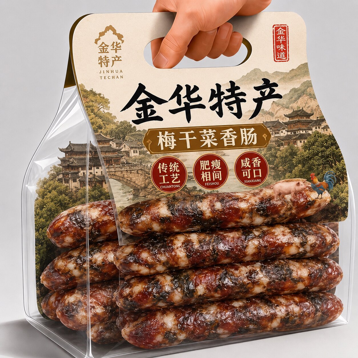 梅干菜香肠浙江金华特产老字号农家新鲜猪肉风干肠官方旗舰店腊肠