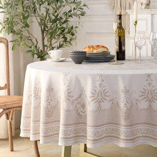 viskahome优雅圆桌布高级感全棉提花美式家用大圆桌桌布2025新款