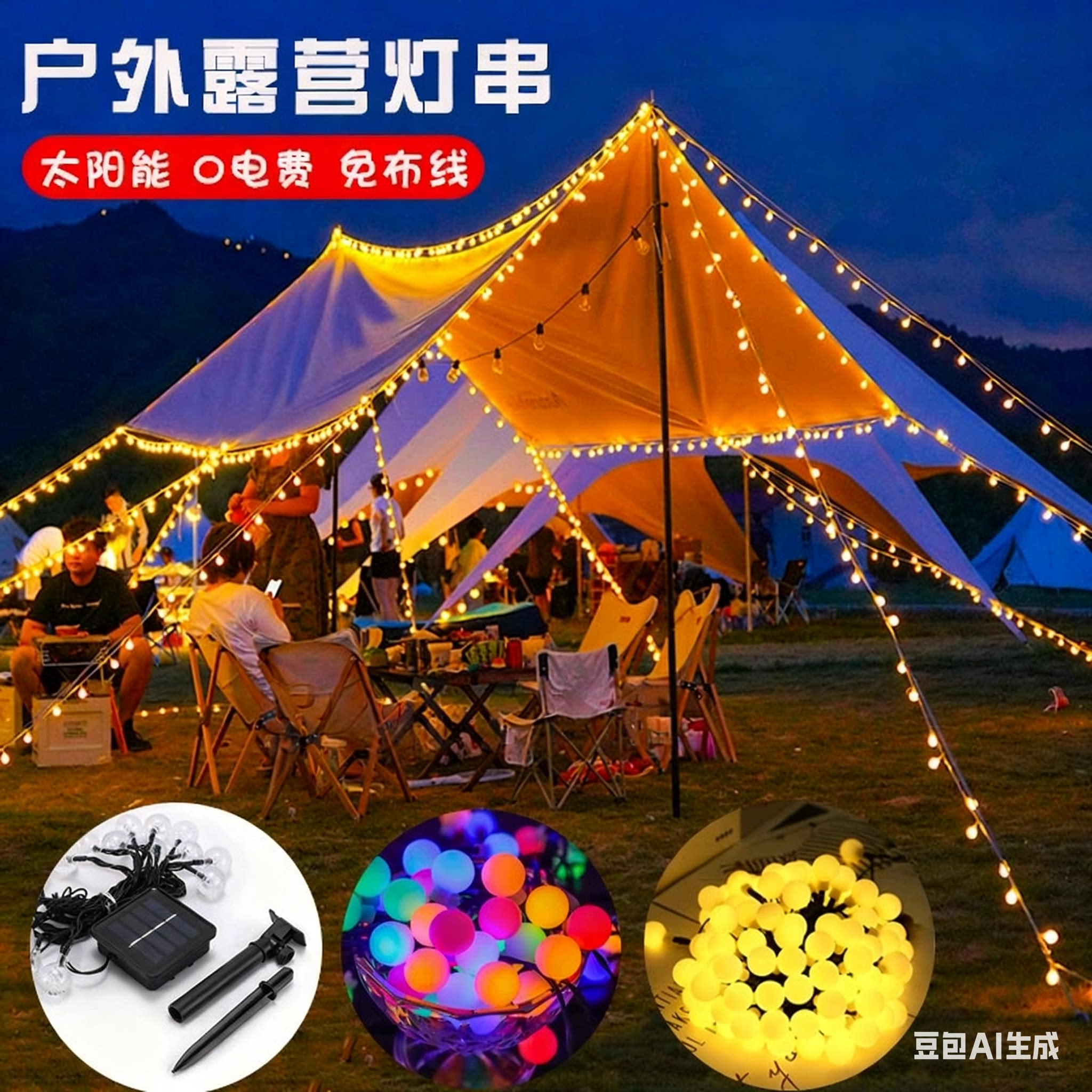 太阳能磨砂圆球灯串缠树装饰灯