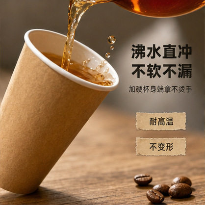 一次性牛皮纸杯加厚批发奶茶杯食纸杯