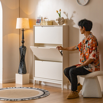 入户实木翻斗超薄鞋柜家用门口小窄门外走廊靠墙多层鞋架2025新款