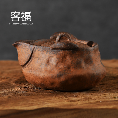 客福手作粗陶老岩泥茶壶素面手抓宝瓶壶家用迷你中式小茶壶实用泡