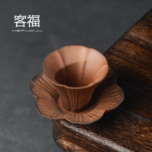 客福粗陶复古手工花瓣茶杯垫