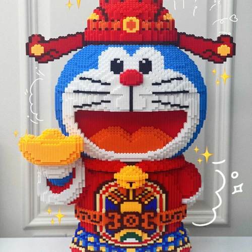 财神哆啦a梦积木玩具益智
