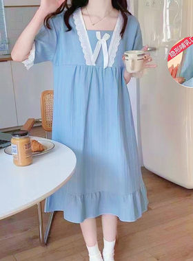 月子服夏季薄款产后孕妇睡衣女短袖喂奶家居裙产妇哺乳期睡裙夏天
