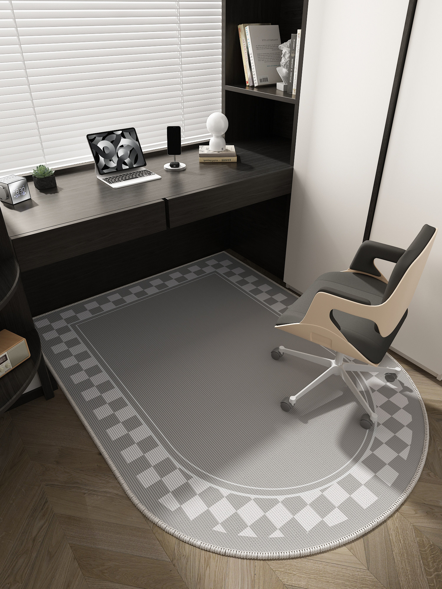 现代简约电脑椅子地垫卧室书桌地毯转椅垫子电竞书房防滑防磨脚垫