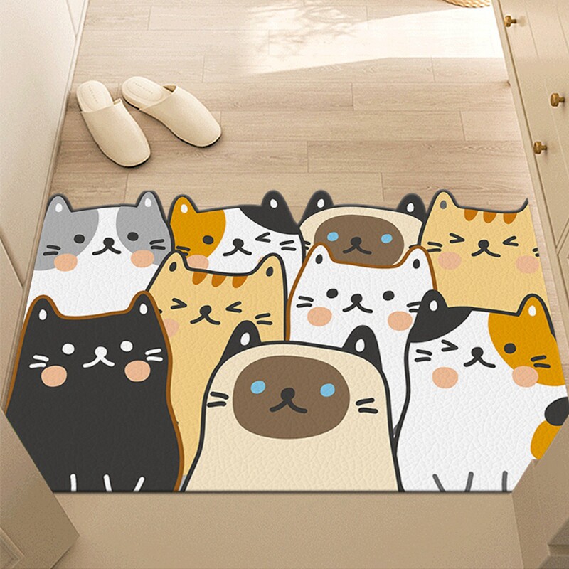 入户门地垫卡通皮革可擦免洗懒人进门换鞋地毯pvc门口可裁剪脚垫