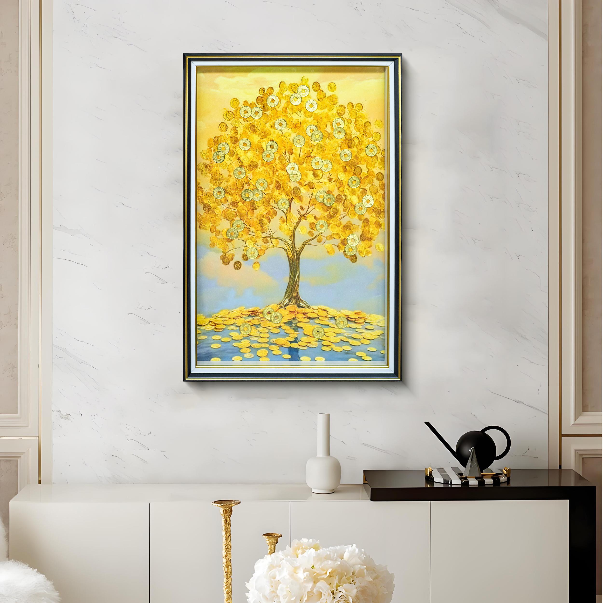 2025年新款高端发财树客厅入户正对门餐厅sw071黄金摇钱树4060