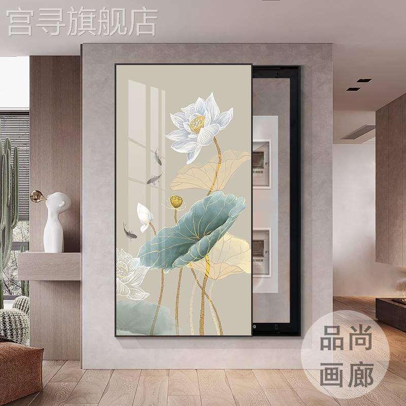 新荷花尺寸遮挡箱可定制大中式装饰画消防栓挂画弱电总开关电表箱图片