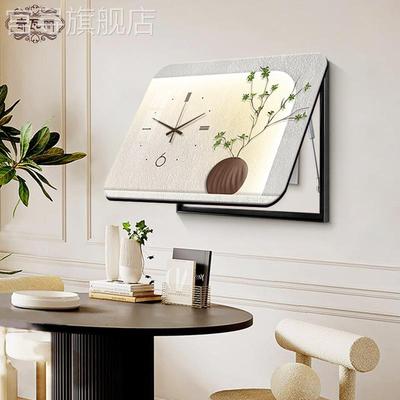 奶油风电表箱装饰画带钟表2025新款免打孔配电箱开关遮挡餐厅挂画
