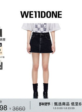 WE11DONE女士经典休闲时尚棉料低腰迷你水洗牛仔短裙