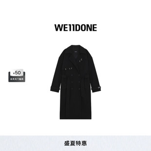 WE11DONE25早春新品 穿孔细节大衣外套 女士宽松风衣廓形长款 时尚