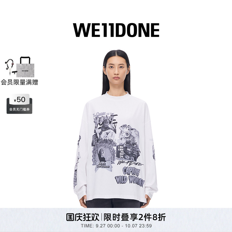 中性长袖WE11DONE圆领T恤