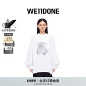项链图案小熊印花宽松长袖 WE11DONE中性男女同款 珍珠样式 T恤