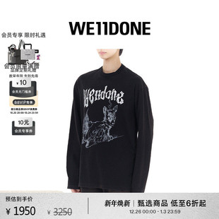 WE11DONE男女同款 T恤 印花漂洗长袖