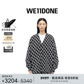 WE11DONE中性男女同款 字母标识印花V领针织开衫 外套毛衣