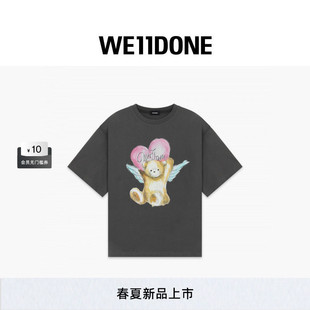 新品 明星同款 WE11DONE26春季 天使泰迪熊T恤宽松休闲 男女同款
