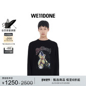 WE11DONE男女同款 朋克泰迪熊长袖 T恤字母LOGO印花上衣街头感朋克