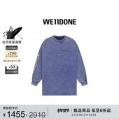 WE11DONE中性男女同款 哥特风logo印花标志水洗长袖 T恤
