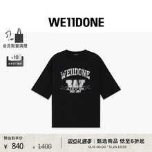【明星同款】WE11DONE25早秋新品中性男女同款学院风圆领短袖T恤