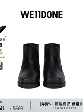 WE11DONE男士黑色男式缩口踝靴