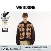 休闲学院风 菱格纹开衫 明星同款 WE11DONE25秋冬男女同款