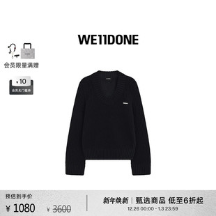 WE11DONE女士字母logoU领厚针织休闲简约毛衣