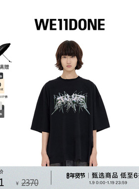 WE11DONE中性男女同款经典个性西部印花棉质短袖T恤
