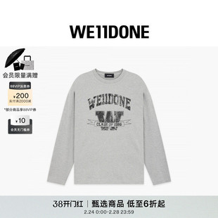 【明星同款】WE11DONE25早秋新品中性男女同款学院风圆领长袖T恤