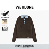 WE11DONE25秋冬磨毛拼色针织Polo衫 明星同款 复古风运动风潮流
