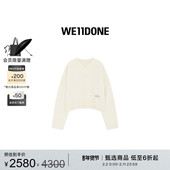 简约时尚 WE11DONE女士宽松短款 V领落肩羊毛针织衫 别致气质休闲