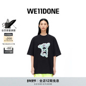 明星同款 WE11DONE中性男女同款 经典 多彩小熊印花短袖 T恤
