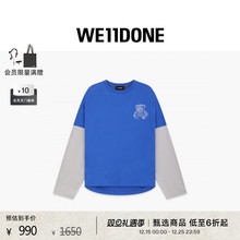 【明星同款】WE11DONE25早秋新品男女同款泰迪熊印花叠层长袖T恤