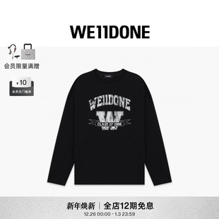 学院风圆领长袖 中性男女同款 WE11DONE25早秋新品 T恤 明星同款