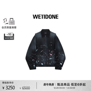 潮流设计感 夹克时尚 WE11DONE男女同款 黑色复古喷漆细节工装