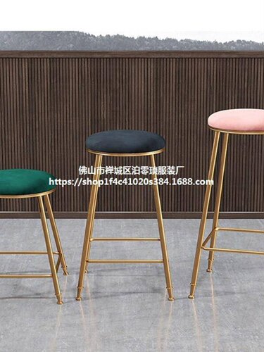 新品北欧铁J艺吧台椅子家用折叠高脚凳咖啡餐厅现代简约高凳子可