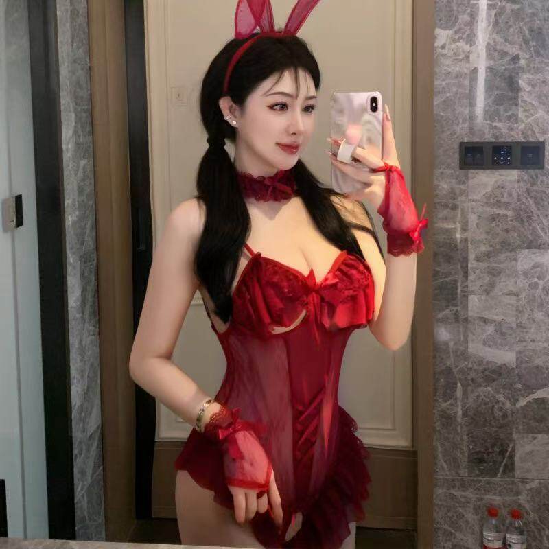 性感兔女郎纯欲开档透视连体衣女情调内衣免脱制服qqny