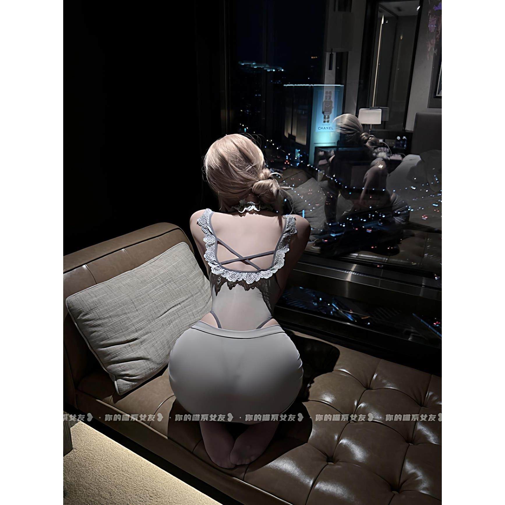 性感御姐制服套装纯欲镂空花边连体衣包臀短裙qqny