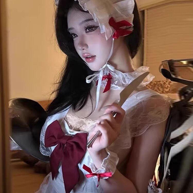 女仆cos性感女佣制服大码吊带睡裙辣妹趣味房事免脱床上纯欲套装