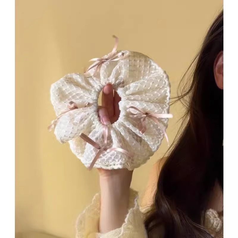 芭蕾风丝带蝴蝶结甜美大肠发圈韩系温柔风蕾丝发绳扎头发发饰