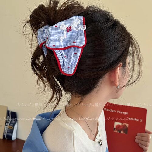 春夏协奏曲~可爱红蓝发夹女2025新款高端后脑勺气质抓夹ins鲨鱼夹