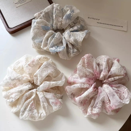 韩系超大号刺绣网纱大肠发圈