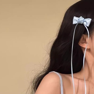 芭蕾风花朵蝴蝶结飘带发夹女2025后脑勺双马尾编发头饰小夹子发饰