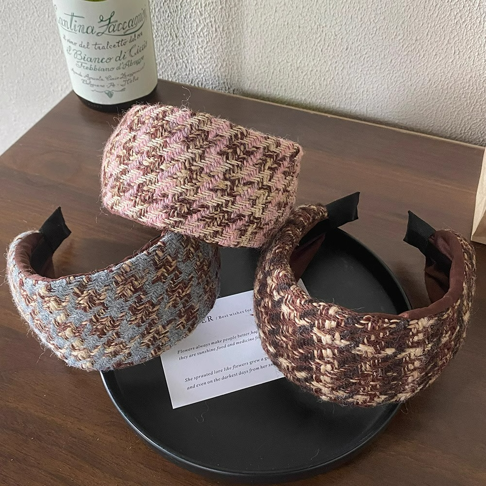 新款秋冬针织加绒发箍多色发捆时尚加宽小众设计发头箍高颅顶发饰