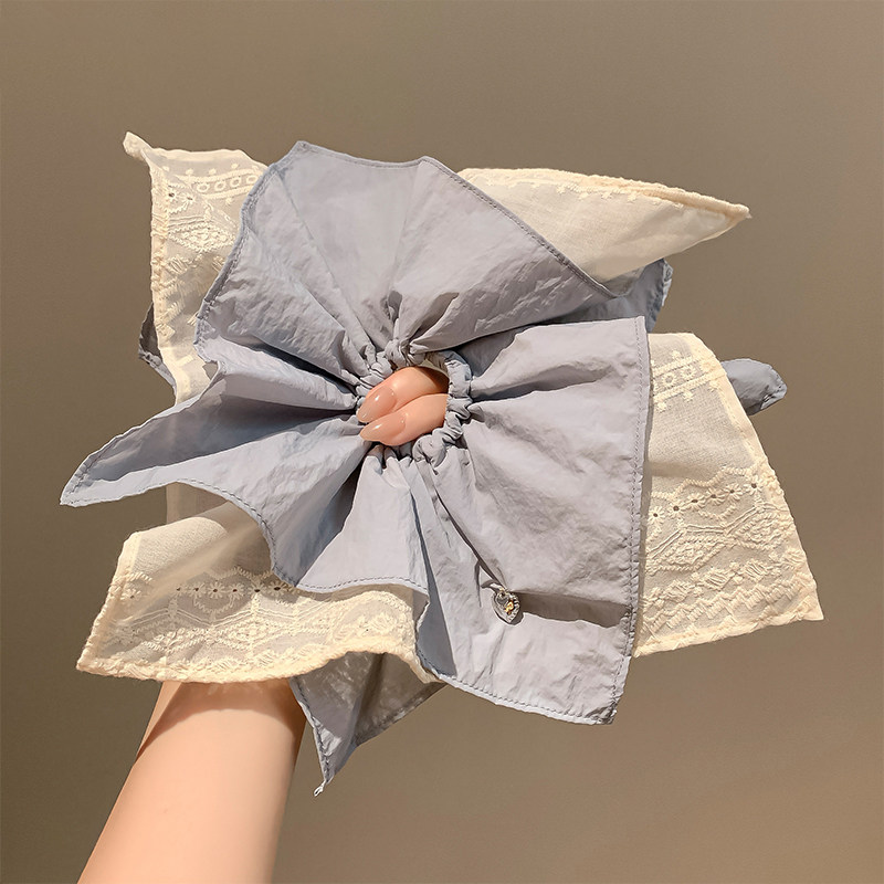 韩系重工三层方巾大肠发圈女气质方形扎头发低马尾发绳头绳发饰品 - 名狐饰品出品