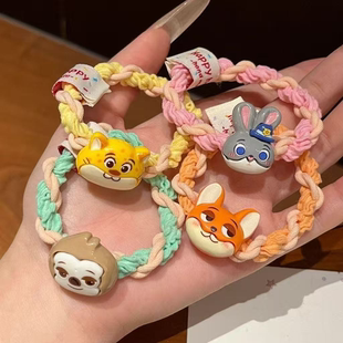 卡通疯狂动物城朱迪尼克发圈甜美少女高弹力皮筋网红闺蜜超萌发绳
