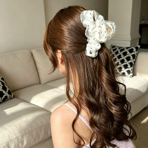 法式珠光波点抓夹13cm