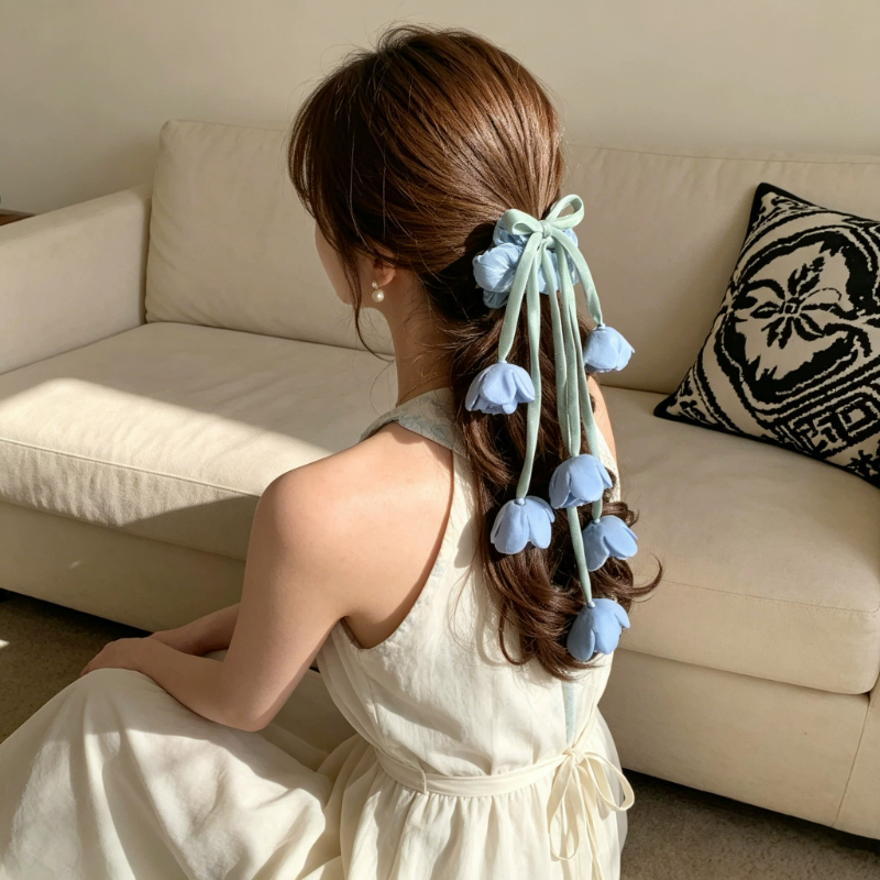 铃兰花大肠发圈春天扎马尾花朵发绳女气质流苏飘带扎头发头绳发饰